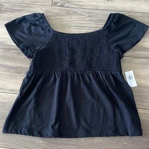 Old Navy Girls Black Flutter-Sleeve Smocked Top